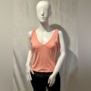Cute peach ribbed top with shoulder ties